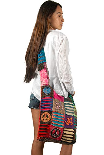Hobo Colorful Shoulder Bag Women Sling Slouch Hippie Boho (Peace)