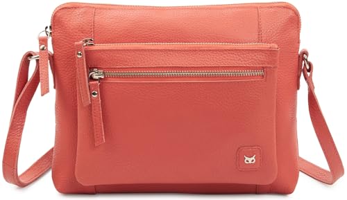 Leather Crossbody Bags for Women Small Soft Genuine Pebbled Sling Shoulder Handbag Crossover Purse with Full Adjustable Strap (Coral Nappa) - color: Coral Nappa