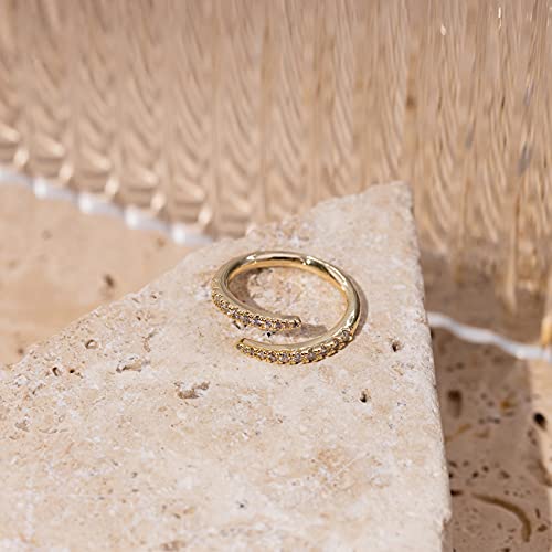 PAVOI 14K Gold Plated Cubic Zirconia Open Twist Eternity Band for Women - color: Yellow Gold, size: 10