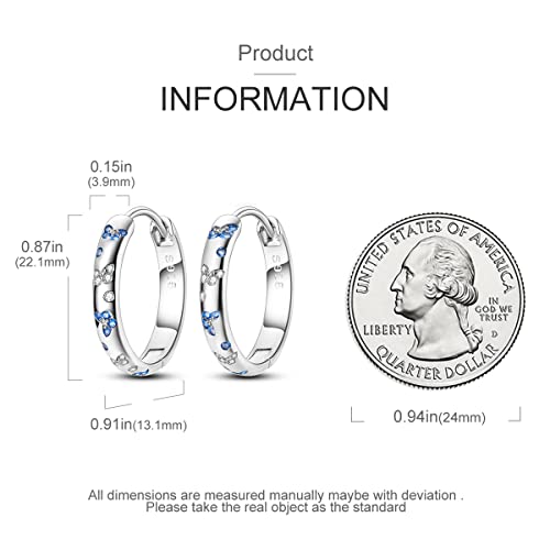 Parmuz 925 Sterling Silver Earrings Hoops for Women Ladies Simple Lightweight Twisted Medium Hoop Earrings With Cubic Zirconia Hypoallergenic Jewelry for Her - color: shining butterfly earring