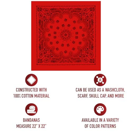 Rothco Trainmen Paisley Bandana - Standard - 22" X 22" - color: Red/Black