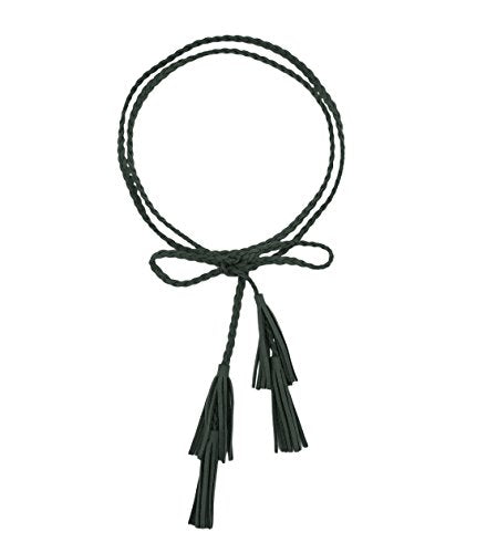 TeeYee Women Girls Multi Colors Braided Waist Tie Belt/Rope/Chain with Tassel Fringe Wrap Cloth Belts for Ladies Dress Pants - color: Army Green
