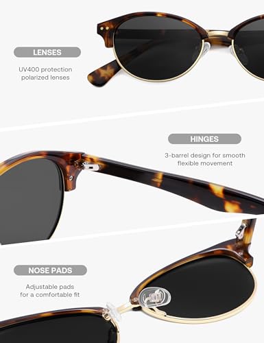 SOJOS Trendy Oval Polarized Sunglasses for Women Retro Cute Shades Sunnies SJ2687 - color: Tortoise Frame Grey Lens