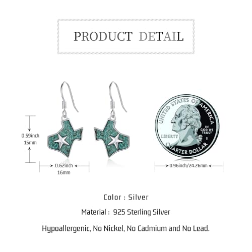 Western Earrings for Women 925 Sterling Silver Turquoise Western Country Dangle Drop Earrings Country Jewelry Gifts for Cowgirl Cowboy - style: Texas