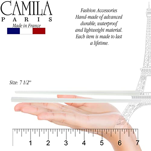 Camila Paris CP3177 French Twist Stick Hair Pin, Set of 2 White, Girls Chopsticks Hair Pins for Girls Spiral Updo Chignon Bun Holder, Styling Hair Accessories for Women, Made in France - color: White