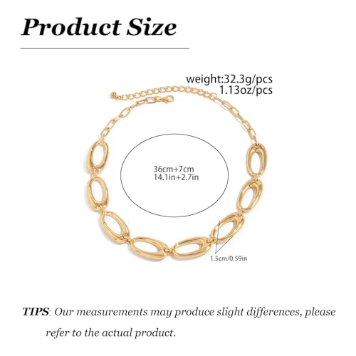 Chunky Chain Necklaces Women Statement Collar Necklace Gold Flat Snake Chain Choker Ribbed Design for Party, Dress Jewelry Gifts - color: A2