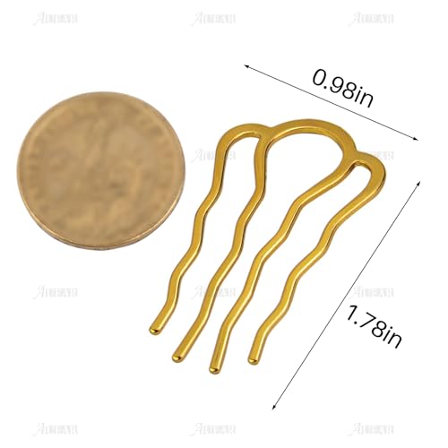 AUEAR, 20 Pack Metal Gold Hair Combs Pins 4 Teeth Accessories for Women Girl Decorative