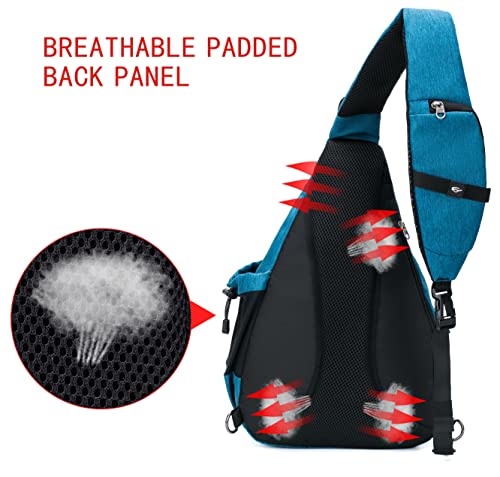 TurnWay Water-Proof Sling bag/Crossbody Backpack/Shoulder Bag with USB Charging Port for Travel, Hiking, Cycling, Camping - color: Blue