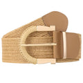 JASGOOD Straw Woven Belt for Women Dresses Boho Elastic Braided Belt Rattan Raffia Belts Ladies Wide Belt,1.97" Width - color: C-khaki, size: Fit waist size 25"-30"