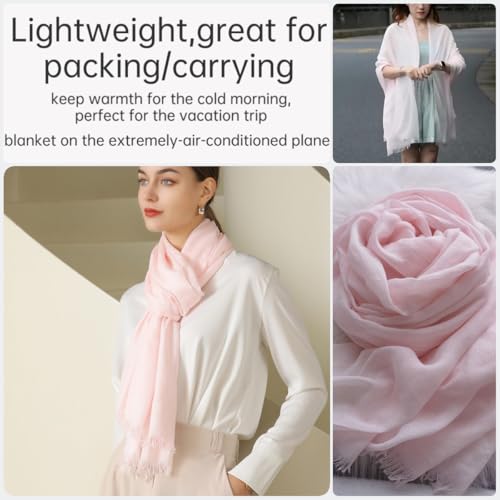 Harewom Lightweight Gauze Linen Feeling Shawl Wraps for Women Beach Summer Scarf for Evening Wedding Dresses - color: Shawl Wraps - Pink