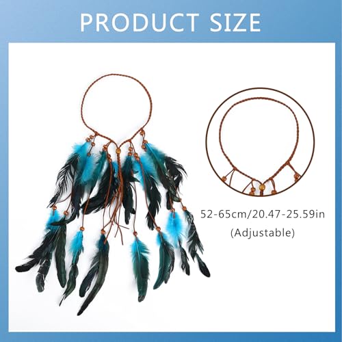 DOCILA Flower Headbands For Women Hippie Floral Hairband Boho Fairy Crown Wedding Parties Outfit Costume Hair Accessories - color: Turquoise