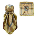 35” Satin Large Square Head Scarves-Like Silk Satin Scarf for Hair Wrapping at Night Bandana Square Scarf for Sleeping - color: Four Square Coins-army Green