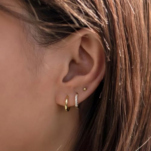 JINEAR 4 Pairs Gold Hoop Earrings Set for Women, 14K Plated Chunky Gold Hoop Earrings Dainty Simple Gold Earrings Hypoallergenic Non Tarnish Small Hoop Earrings Cartilage Earrings Jewelry Gift - color: 4 Pairs Hoop Earrings-C