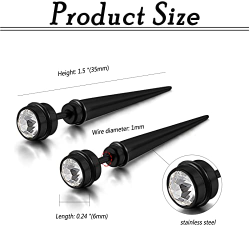 Aroncent 12PCS Stainless Steel Fake Tapers Mens Earrings Illusion Tunnel Cheater Piercing Jewelry Set for Men Women - color: A4