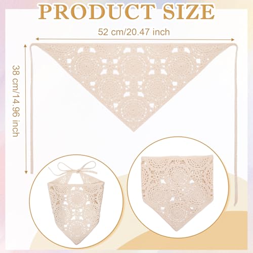 JATEBI 4PCS Women's Floral Lace Mesh Triangle Head Scarves Adjustable Boho Bandanas - color: Black, White and Beige