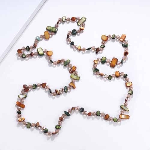 Boho Colorful Seashell Beaded Double Layer Necklace Long Stackable Vacation Necklace Fashion Jewelry Western Gifts - color: A1:Boho Beaded Necklace