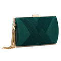Women Clutch Bag Evening bag Fringed Evening Handbag,Lady Party Wedding Clutch Purse Chain Shoulder Cross Body Bag - color: Green