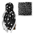 35” Satin Large Square Head Scarves-Like Silk Satin Scarf for Hair Wrapping at Night Bandana Square Scarf for Sleeping - color: Big Polka Point-black