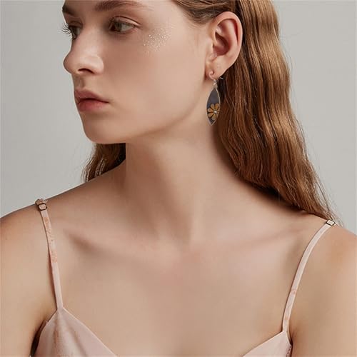 MALOYANVE Sunflower Earrings for Women Trendy Statement Handmade Bohemian Ethnic Vintage Round Teardrop Dangle Earrings Party Birthday Jewelry - color: Shin