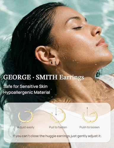 GEORGE · SMITH Stackable Kite Stud Earrings Set for Women, Gold & Silver Huggie Birthstone Jewelry with Emerald Green & Blue Sapphire, Trendy Earrings for Women 2025 - color: Silver,Black CZ