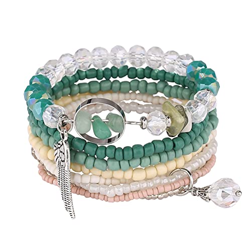 6 sets Bohemian Multilayer tassels bracelet Handmade Wrap Bracelets Bangle Jewelry Bracelets for Women - color: 6PCS-C