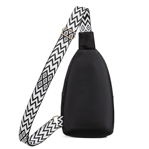 Xsecnua Crossbody Sling Bag Small Sling Backpack, Cross Body Bag Chest Bag for Women Men Travel Hiking Daypack - color: D-black