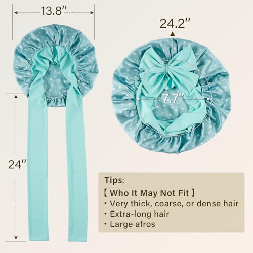 ZIMASILK 100% Mulberry Silk Bonnet for Sleeping Women Long Hair Double Layer Silk Hair Wrap with Tie Band Stay On Head (1Pc, Star Pattern) - color: Star Pattern