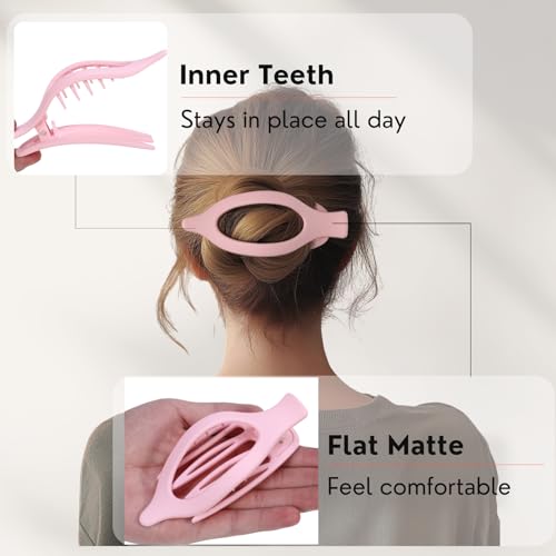 8 Pack Pastel Flat Hair Clips for Girls – Cute Matte Claw Clips in Pink, Blue, Green, Purple, Soft Color Aesthetic Hair Accessories, Non-Slip Barrettes Gift for Teen or Preppy Style - color: Colorful