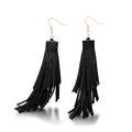 Fringe Leather Earrrings Triangle Deerskin Leather Boho Western Statement Dangel Earrings for Women - color: Black Tassels