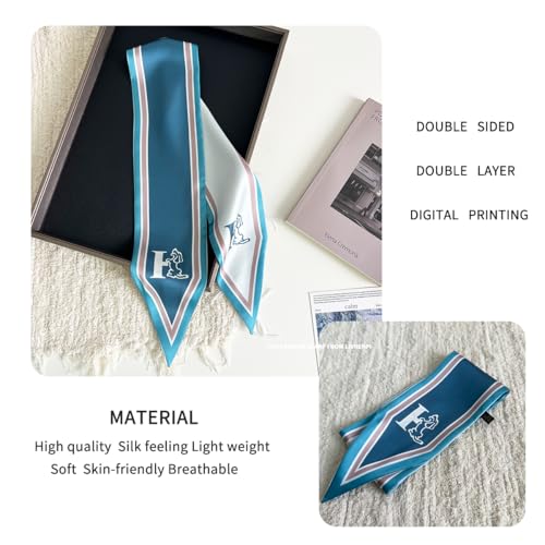 Hair Head Neck Bag Long Scarf Versatile Wrap for Women Soft & Lightweight for Everyday Chic - color: 15 Lake Blue 3.7 X 34 Inch
