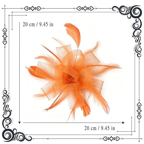 dressfan Womens Fascinator Hat Headpiece 20s Vintage Wedding Hair Accessories for Derby/Wedding/Cocktail/Tea Party - color: Orange