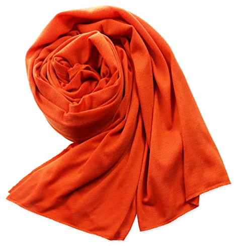 vabovin Head Wraps for Black Women Stretch Jersey Knit Turban Headwrap Solid Color Headscarf Headband Shawl - color: 07- Orange