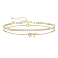 Gold Initial Ankle Bracelets for Women Waterproof 14K Gold Filled Layered Anklets for Women Non Tarnish Women's Anklets Adjustable Large Ankle Summer Beach Foot Jewelry - style: Gold-T