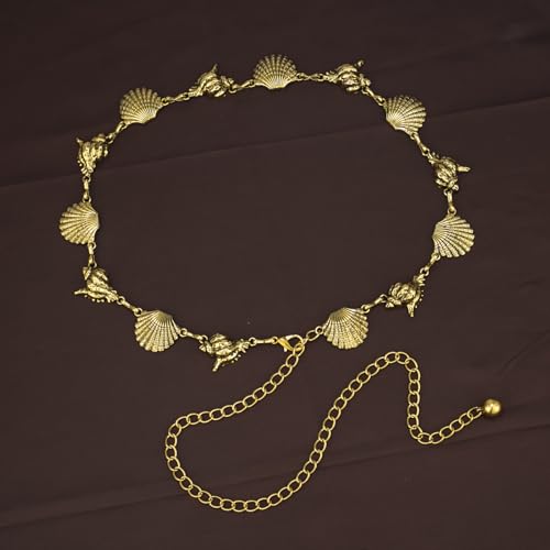 Luvatar Fashion Metal Waist Chain Belt Blouse Dress Sweater Chain Belt… - color: Golden-s97