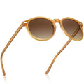 DUCO Women's Trendy Retro Round Acetate Polarized Sunglasses, UV400 99% Glare Block, Lightweight for Daily & Outdoor - color: 6. Transparent Brown Frame Brown Lens
