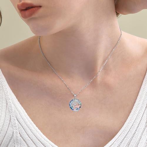 YFN Tree of Life Necklace Sterling Silver Crystal Jewelry Graduation Birthday Gifts for Women - color: Equitation
