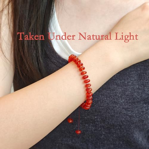 468Handmade Adjustable Natural Gemstone Crystal Bracelet Healing Power Energy Inspirational Gifts with Card for Unisex - color: 09-Carnelian(Luck), size: 5x8mm