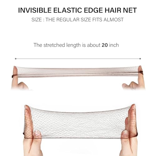 Hair Net Set 30 Pieces 20-Inch Nets with 50 Pieces 2.4-Inch Golden U Pins - For Food Service, Bun Making, Ballet, and Versatile Hairstyling (Light Brown, 20inch, 80pcs/Pack) - color: Brown, size: 20 Inch