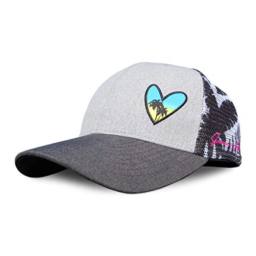 Grace Folly Beach Trucker Hats for Women- Snapback Baseball Cap for Summer - color: Heart With Floral Print