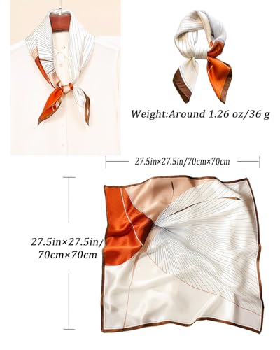 Saiusloa Neck Scarf For Womens Silky Head Scarves Hair Bandanas Square Scarf Fashion Accessories lightweight - color: 25-orange Geometry