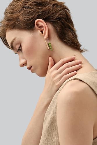 Trendy Dangle Earrings Set for Women, Colorful Aluminum Drop Earrings, 6 Pcs DIY Interchangeable Conical Beads, Lightweight Titanium Ear Hooks, Hypoallergenic and Not Easy To Fade - color: Glod Pink Light green
