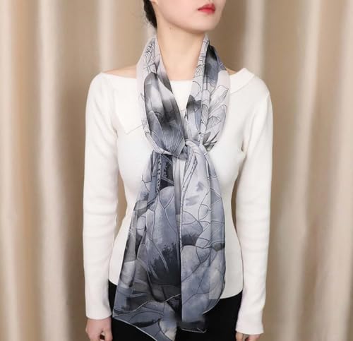 Xyueanlo Scarfs for Women Fashion Scarves Print Pattern Lightweight Sunscreen Scarf Wraps Shawls - color: Lotus Black White
