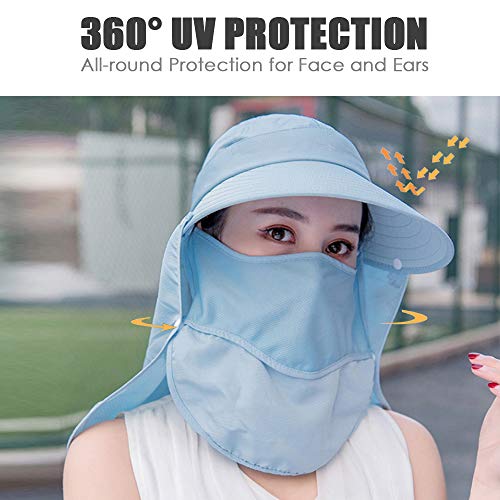 Wide Brim Sun Hat – Multifunctional UPF 50 Protection Bucket Fishing Hat Cap - color: Aqua