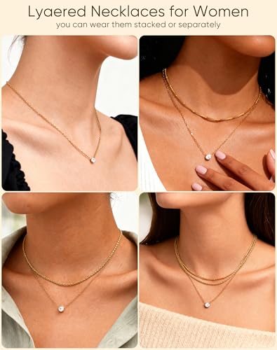 KSF Gold Lariat Necklace for Women Y Shaped Layered CZ Drop Chain | Y shaped necklace; Layered CZ detail; Long lariat style; Gift for her - color: Gold-3
