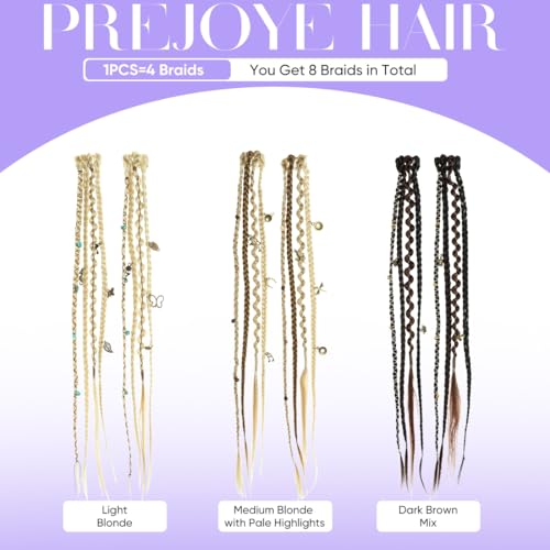 Clip in braids, 2PCS 16Inch Dreadlock Extensions with Beads & Chains, Viking Boho Braids for Cosplay, Renaissance Festival, Daily Styling (Dark Brown Mix, 16 Inch) - color: Dark Brown Mix