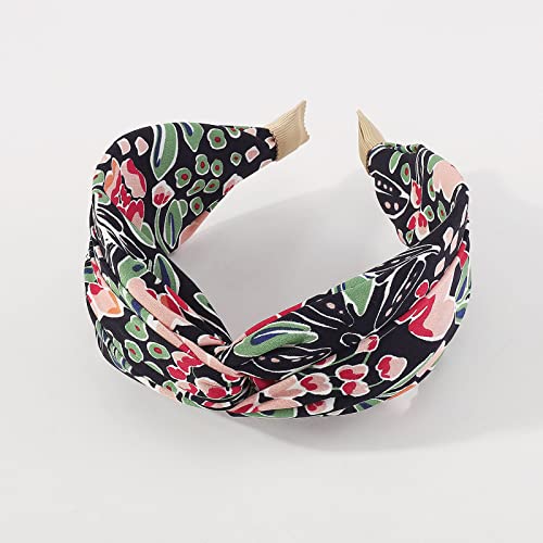 4 Pack Floral Printed Headbands Wide Cross Knot Headbands for Women Knotted Fashion Hair Bands-Classic - color: Type-A