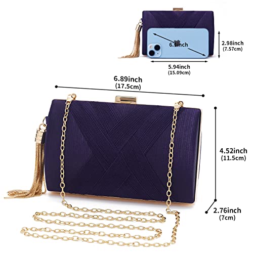 Women Clutch Bag Evening bag Fringed Evening Handbag,Lady Party Wedding Clutch Purse Chain Shoulder Cross Body Bag - color: Purple