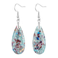 Stone Drop Earrings for Women Earrings Teardrop Jasper Stone Dangle Earrings - color: Cyan-Silvery Hook