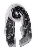YOUR SMILE Ladies/Women's Lightweight Floral Print/Solid Color mixture Shawl Scarf For Spring Summer season - color: Black Blossom