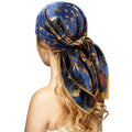 Stlvoll 100% Silk Head Scarf for Women - 27" Hair Scarves Satin Bandanas Square for Night Sleeping with Gift Packed - color: Navy Blue/Red/Bird